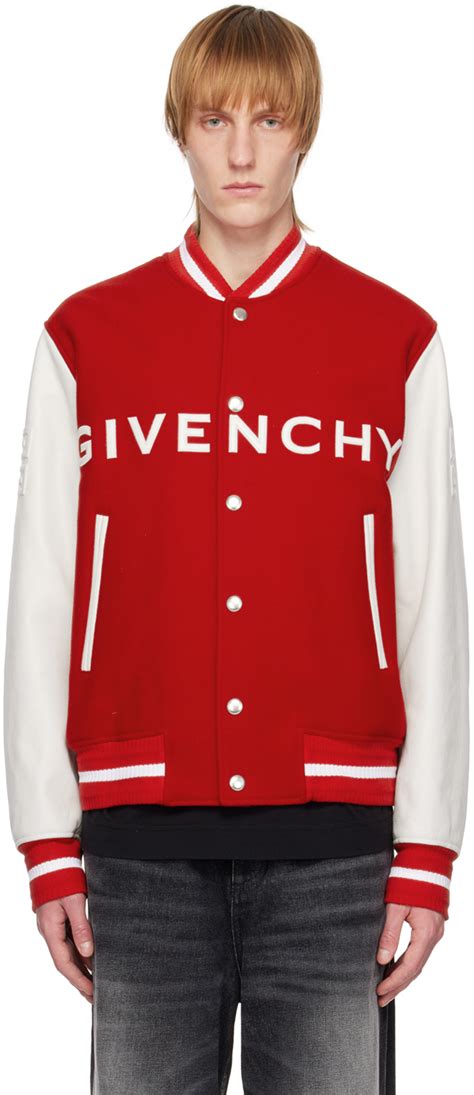 givenchy bomber red|GIVENCHY varsity jacket in wool .